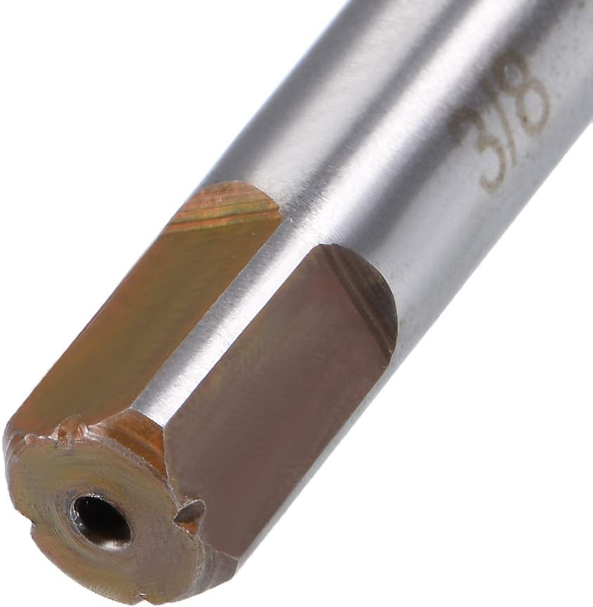 uxcell Hand Reamer 3/8" High Speed Steel H7 6 Straight Flutes Hand Milling Cutter Tool Reaming Drill Bit for Metal