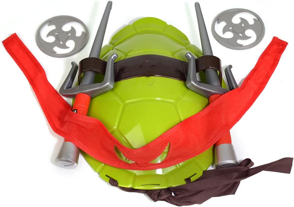 Turtle Shell for Kids Cosplay Halloween Cartoon Ninja Costume Party, Super Hero Cosplay Costume (Red)