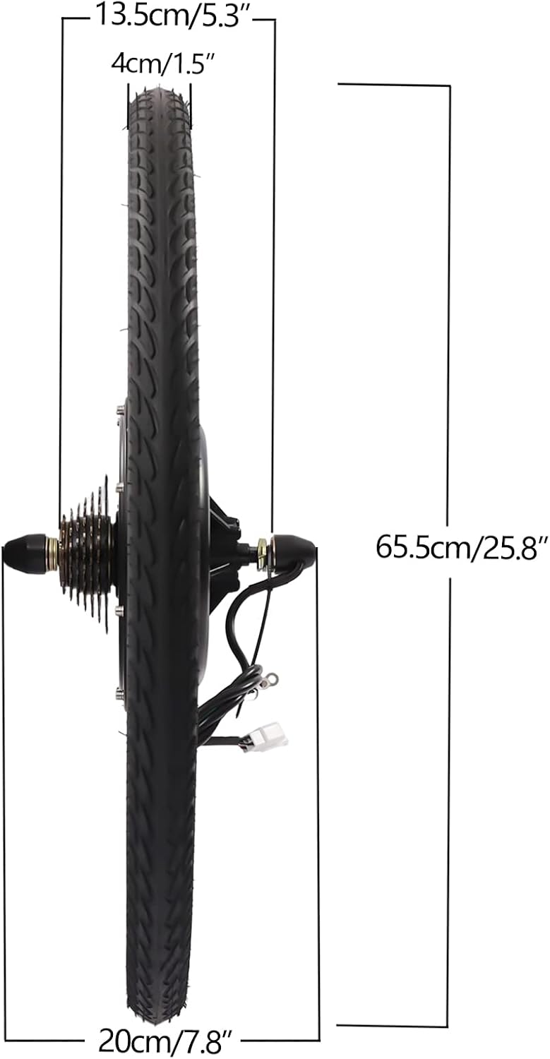 26-Inch Electric Bike Conversion Kit, 48V 1000W Brushless Gearless Rear Hub Motor (440 RPM), with PAS Sensor, Thumb