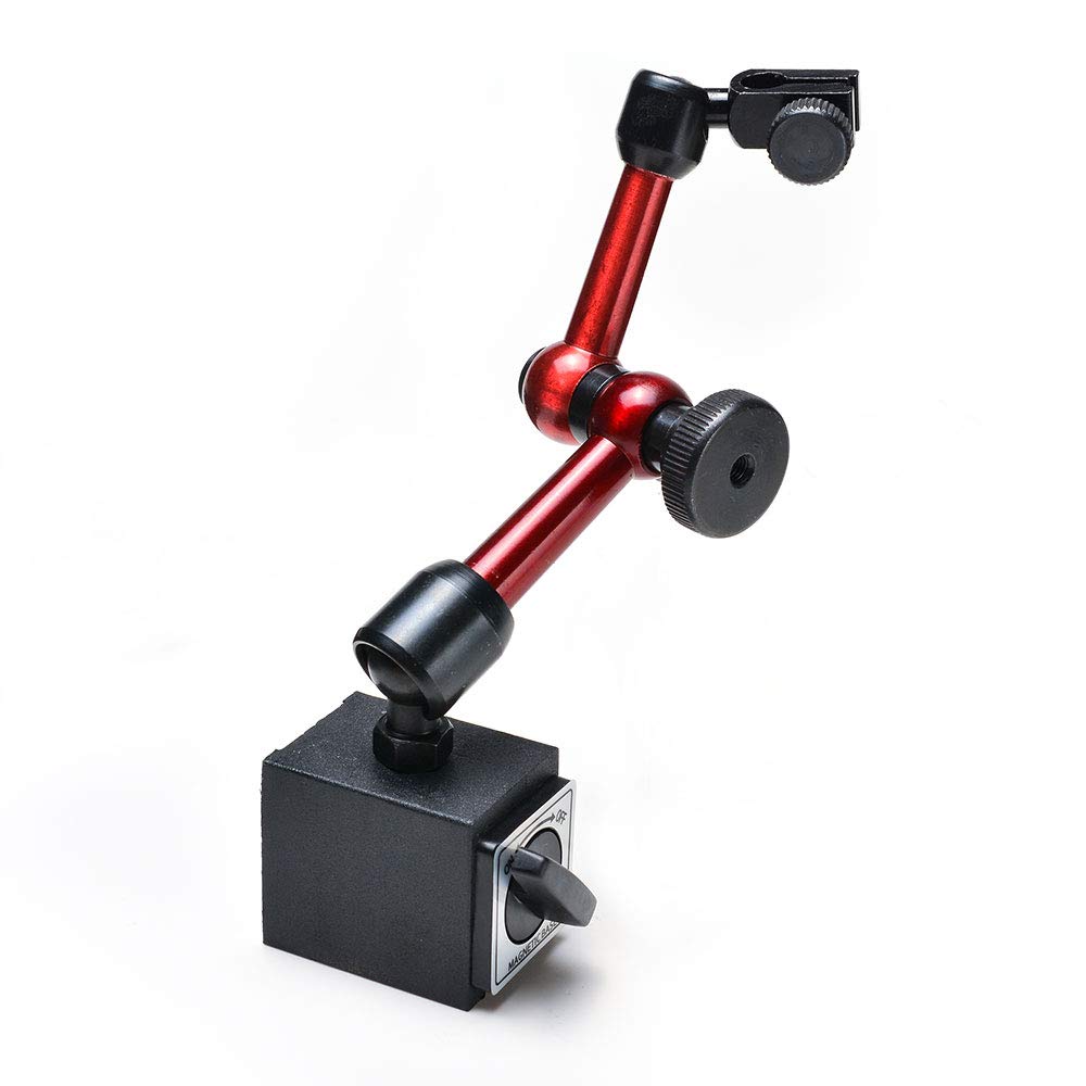 AGPtek 3-Joint Red Adjustable Magnetic Base Holder for Digital Dial Indicator