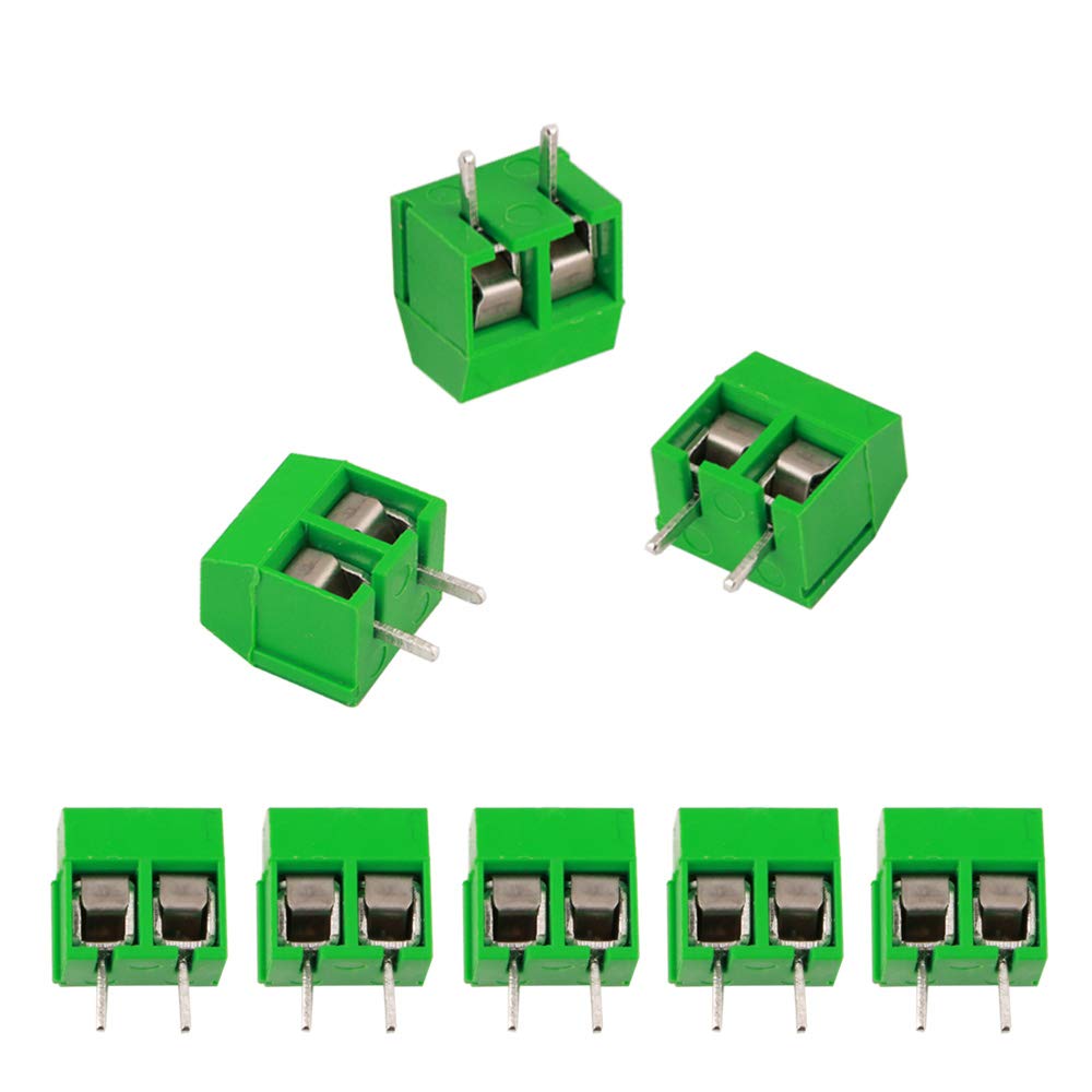 FULARR 80Pcs Premium 2 Position 2 Pin Plug-in PCB Terminal Block, 5.08mm Pitch PCB Mount Screw Terminal Block Connector (300V / 10A, Green)