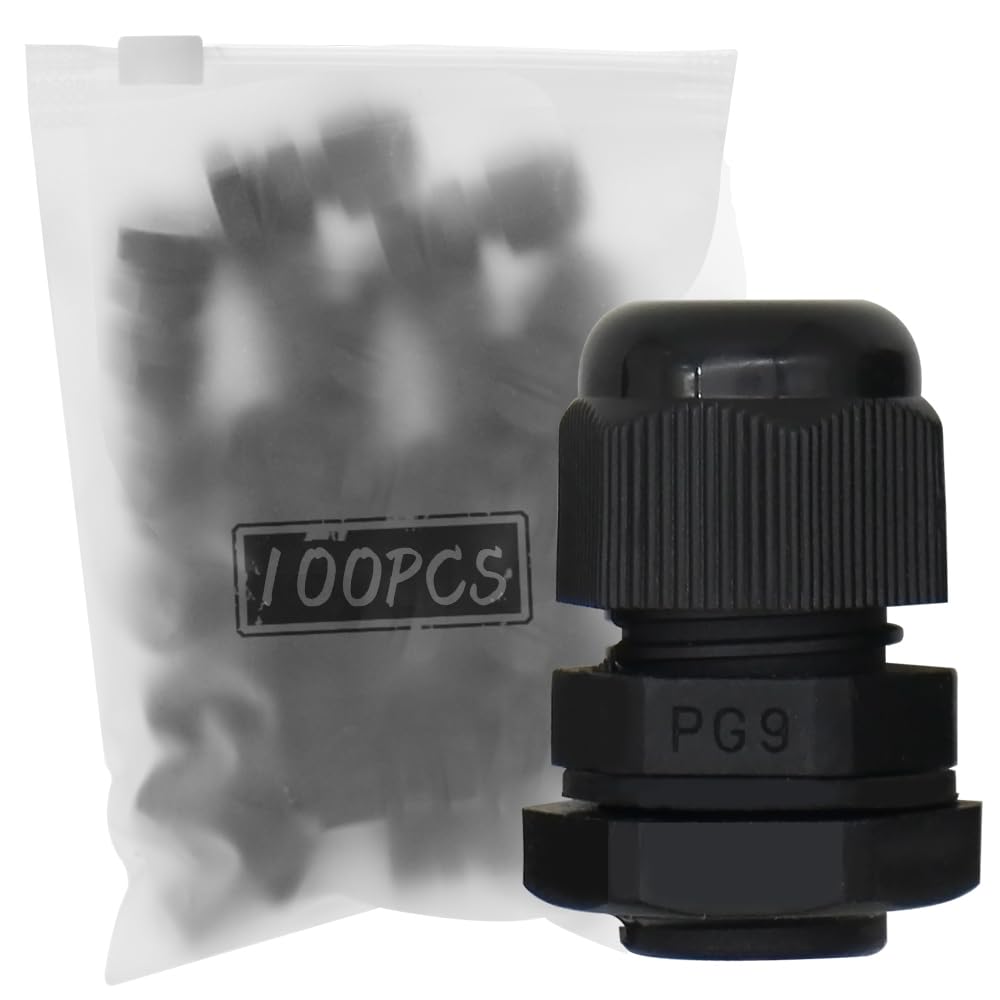 MAKERELE PG9 Nylon Cable Gland, IP68 Waterproof, 4-8.2mm, 20 Pack, Black