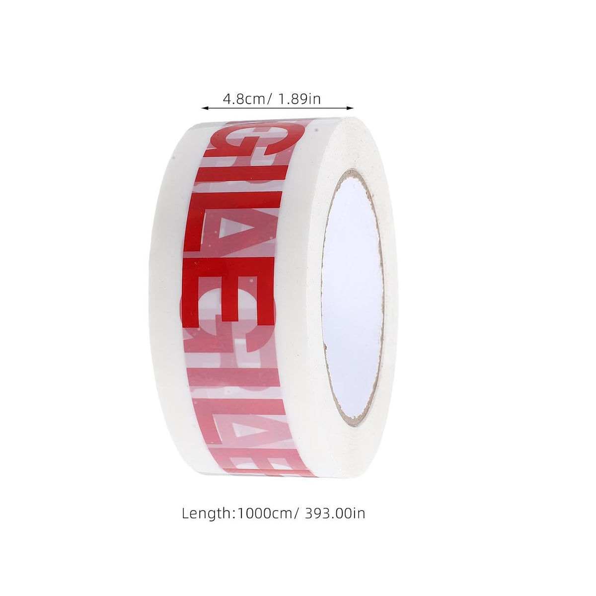 2 Rolls Fragile Warning Tape, Red Text on White BOPP Film