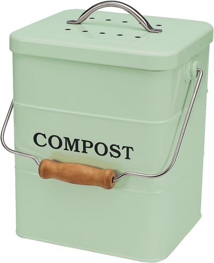 Stainless Steel Compost Bin for Kitchen Countertop Compost Bin,1 Gallon, Kitchen Trash Can -Includes Charcoal