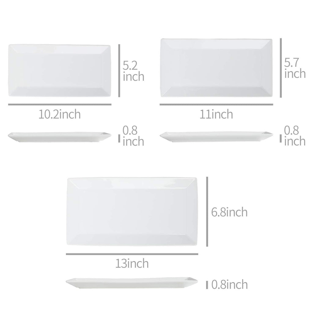 3-Piece Porcelain Serving Platters, Oven Safe, for Entertaining, Appetizer, Dinner, Dessert, 12.75 inch, 11 inch, 10