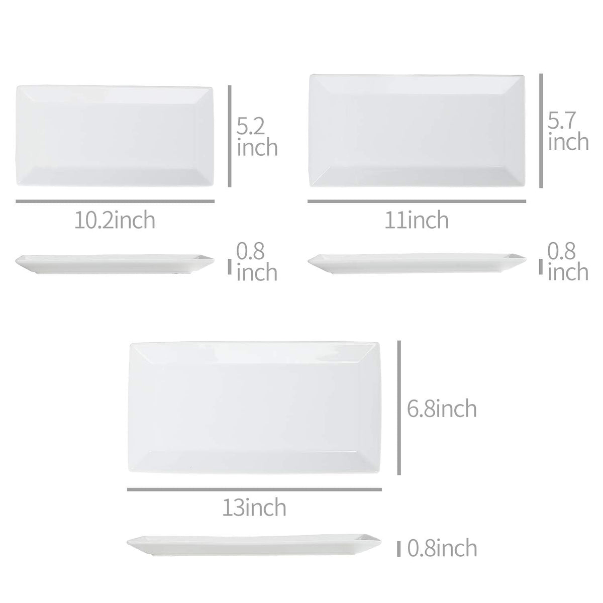 3-Piece Porcelain Serving Platters, Oven Safe, for Entertaining, Appetizer, Dinner, Dessert, 12.75 inch, 11 inch, 10