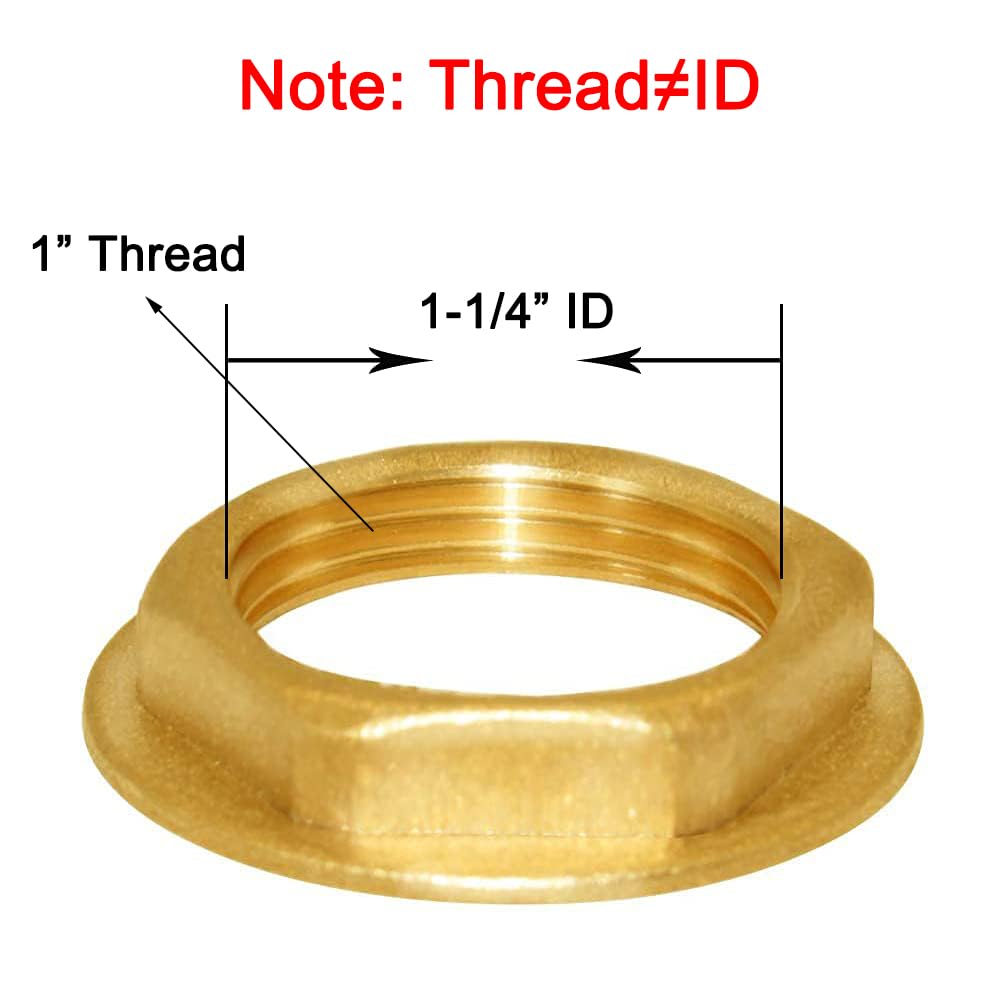 Joywayus 2 Pack Brass 1" Female Thread Hex Flange Lock Nut Pipe Fittings