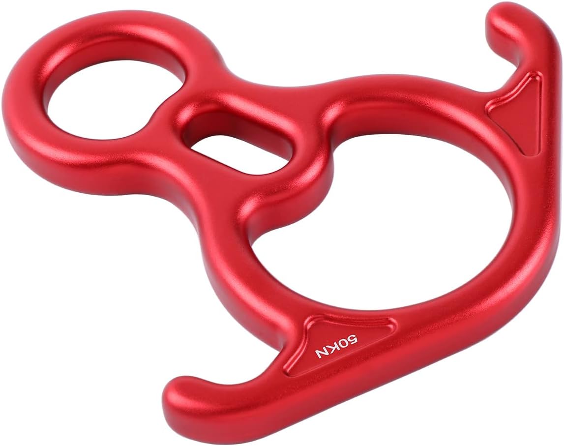 Terminal 8 Descender, Rescue Figure 8 Descender with Lock Off Ears, 50KN Aluminum Alloy Bent-Ear Descender for
