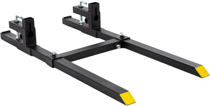 60-Inch Pallet Forks Tractor Attachments, 2000LBS Capacity Clamp-On Bucket Pallet Forks with Stabilizer Bar