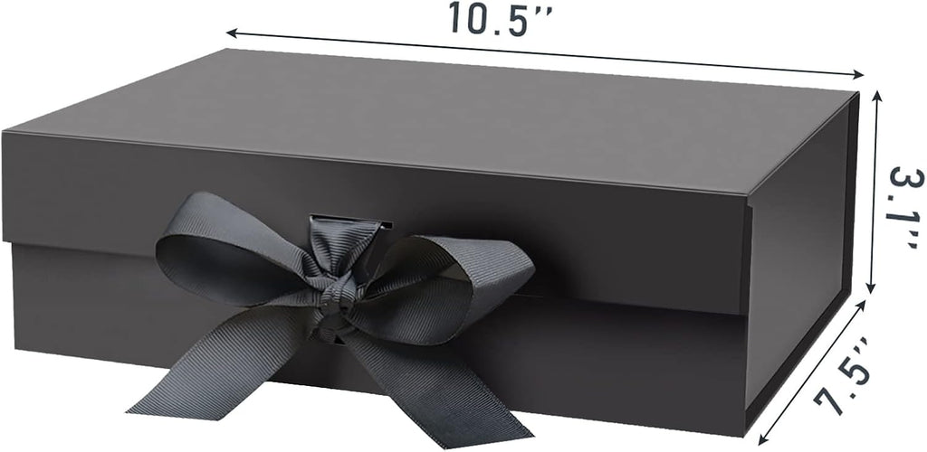 10.5"x7.5"x3.1" Black Magnetic Gift Box with Lid for Presents