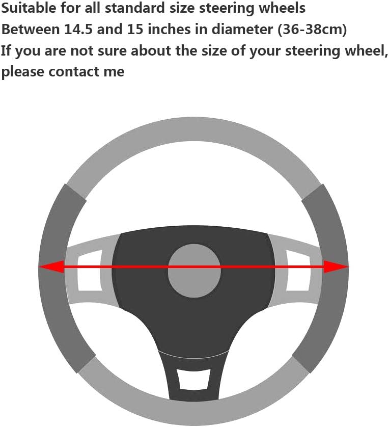 Soft Microfiber Leather Steering Wheel Cover, Universal 15 Inch for Women Girls, Fit Vehicles, Sedans, SUVs, Vans
