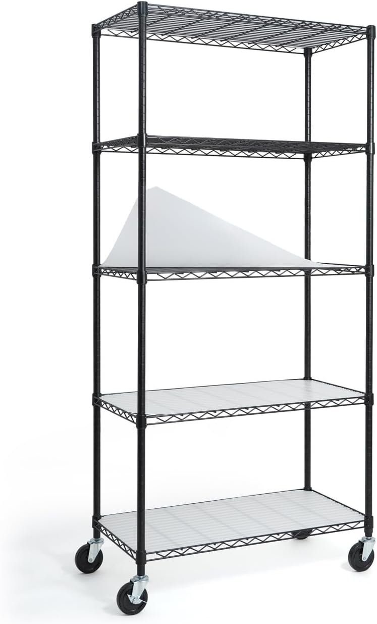 NSF Commercial Grade Heavy Duty Wire Shelving w/Wheels, Leveling Feet & Liners, Storage Metal Shelf, Garage Shelving