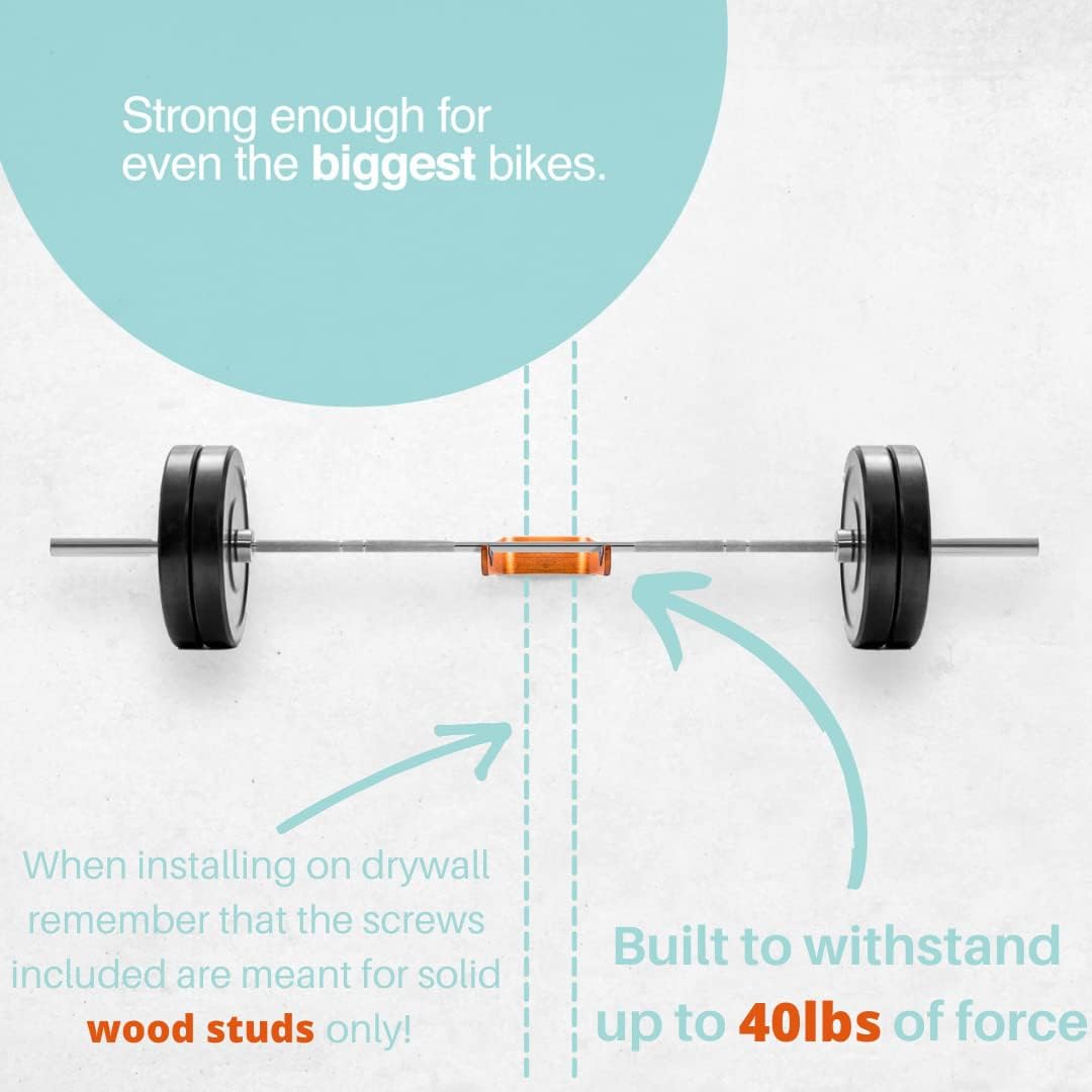 Wooden Bike Wall Mount - Horizontal Bicycle Wall mount for Home or Garage, Wall Bike Rack for apartment, Your Elegant