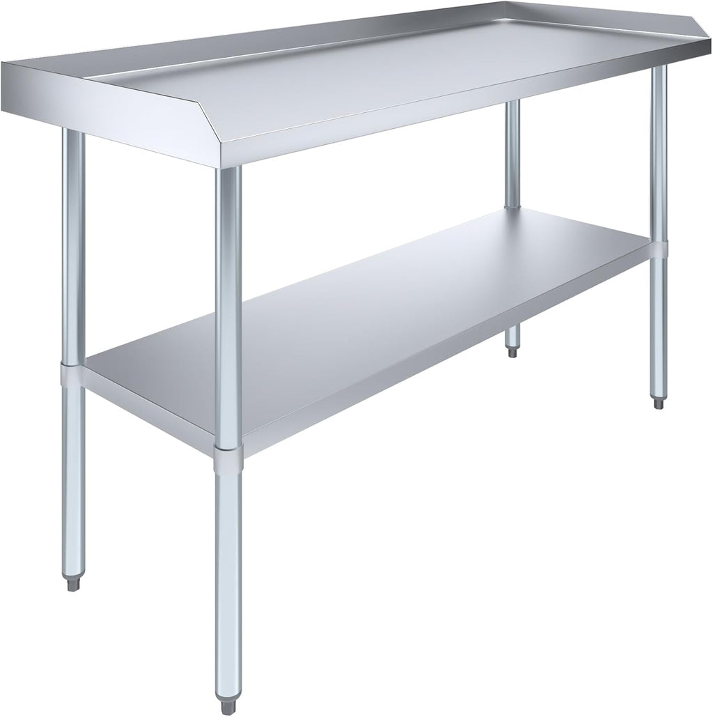 Commercial Work Table with Backsplash and Sidesplashes | Height: 35" | Stainless Steel Prep Table for Kitchen