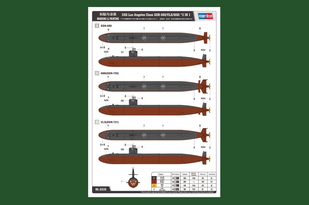 USS Los Angeles Class SSN-688/VLS/688I 3-in-1 Boat Model Building Kit
