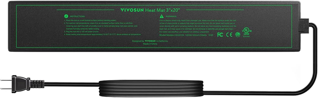 3" x 20" Durable Waterproof Seedling Heat Mat | UL & MET-Certified Heating Pad for Hydroponic, Kombucha Tea, Brewing