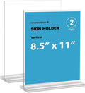 8.5x11 Clear Acrylic Sign Holder, Display Stand, Plastic Card Holder for Business, Office, Retail (2 Pack 8.5x11)