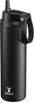 24 oz Insulated Water Bottle: Flip-to-Pop Straw, Leak Proof, 24H Cold, Fits in Car Cup Holder, Wide Mouth, BPA-Free