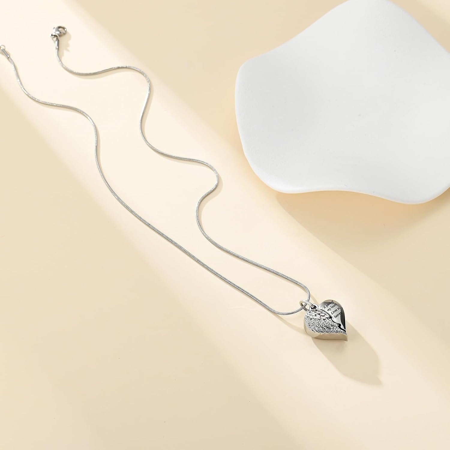 Cremation Jewelry Heart Urn Necklace for Human Ashes for Women Men A Piece of My Heart Lives in Heaven Memorial Ashes