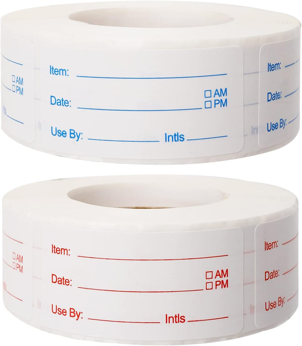2 Rolls 1000 Pieces Removable Food Labels, 1 x 2 Inch