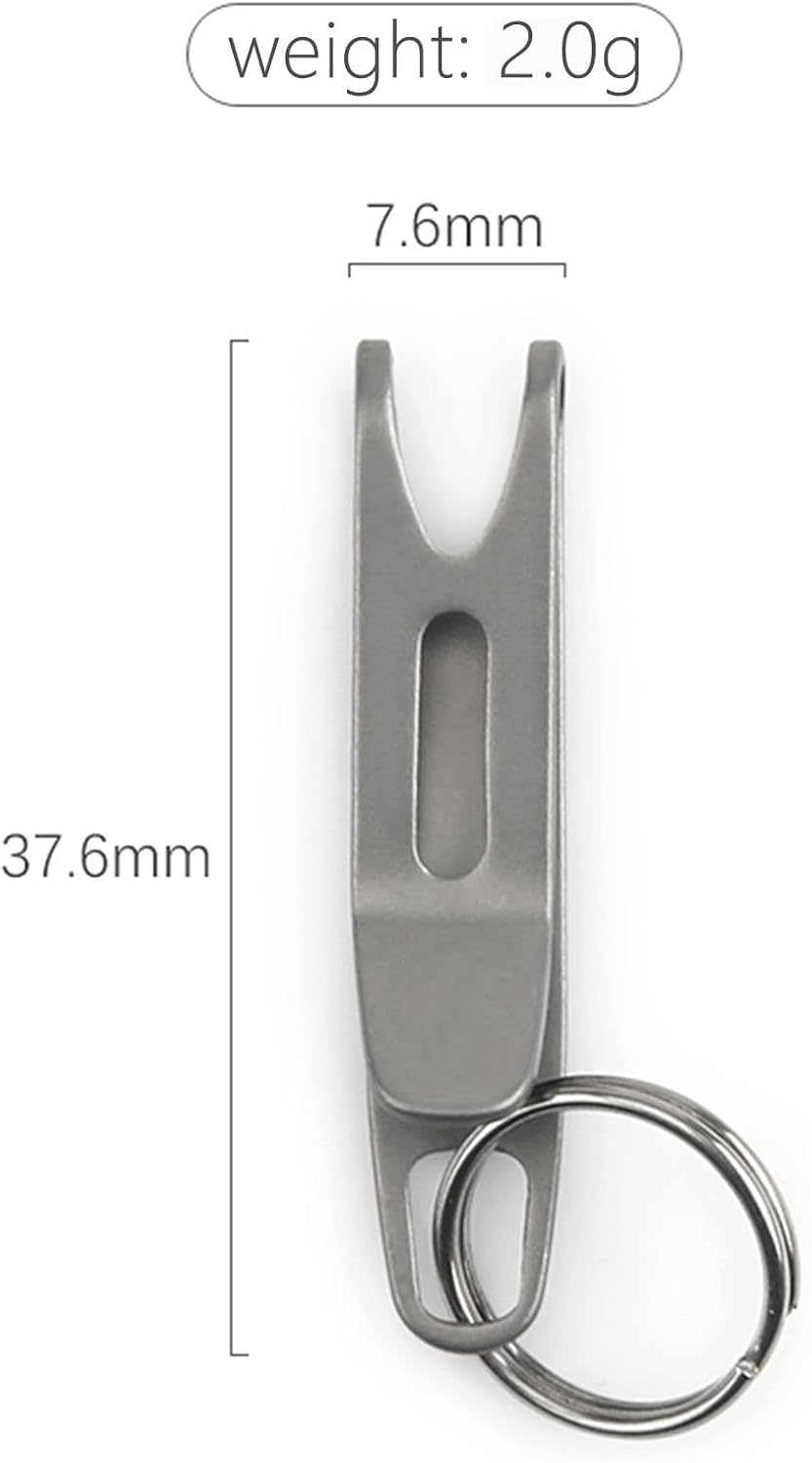 Mini Titanium Alloy Clasp with Key Ring, Pocket Suspension Clip | Outdoor Titanium EDC Carabiner, Gear Hanger Tool