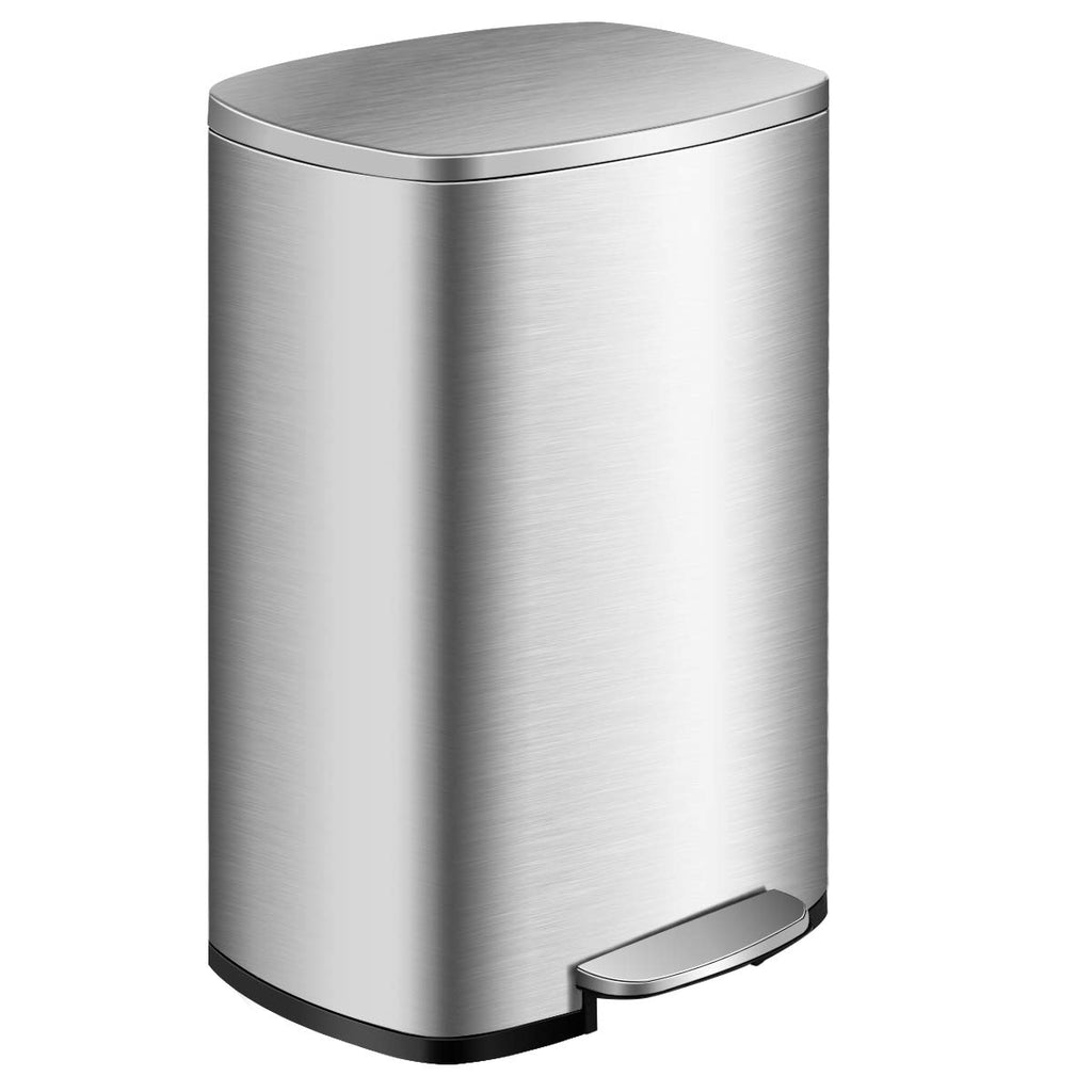 13.2 Gallon/ 50 L Kitchen Trash Can, Anti-Fingerprint Touchless Waste Bin with Soft-Closing & Stay Open, Step-On