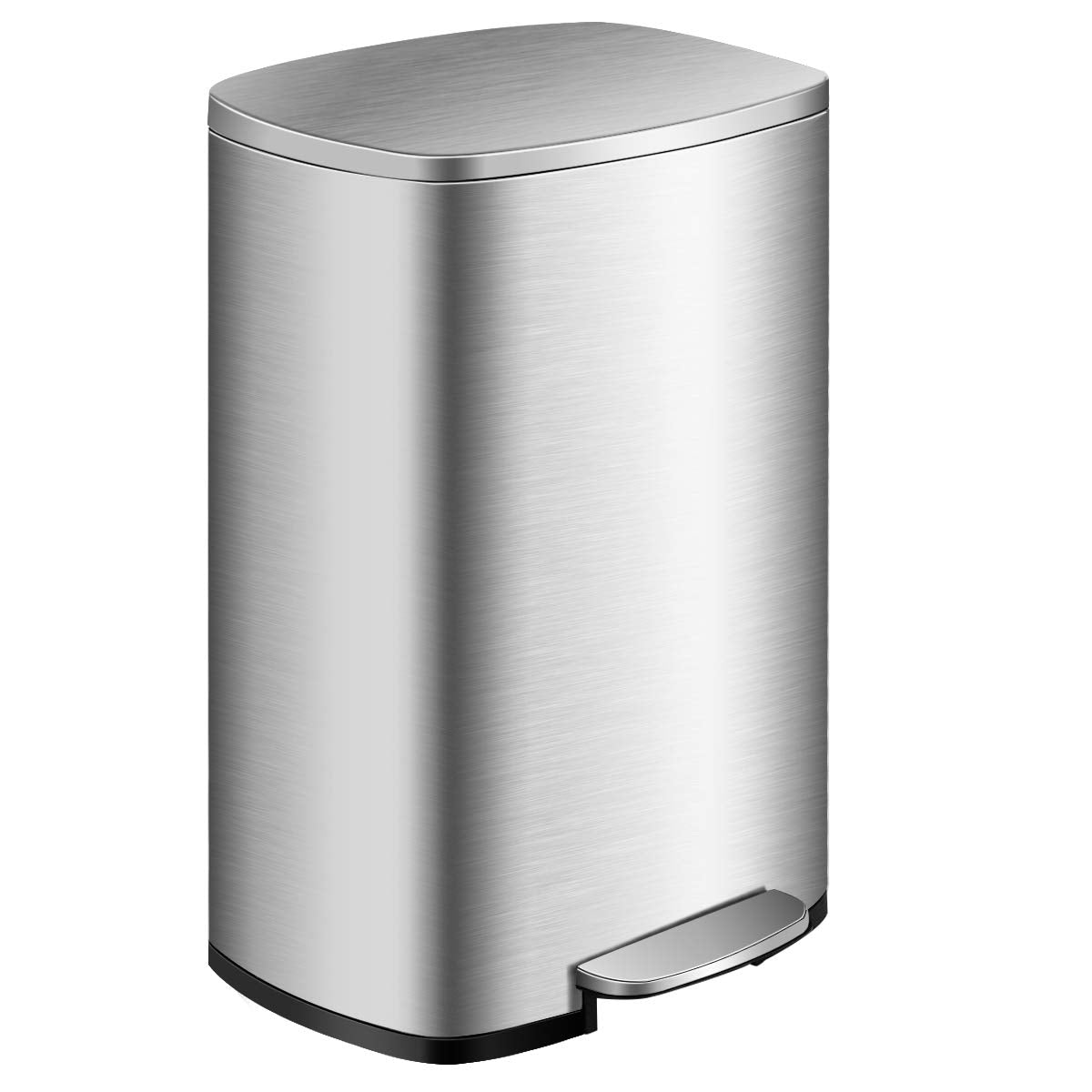 13.2 Gallon/ 50 L Kitchen Trash Can, Anti-Fingerprint Touchless Waste Bin with Soft-Closing & Stay Open, Step-On