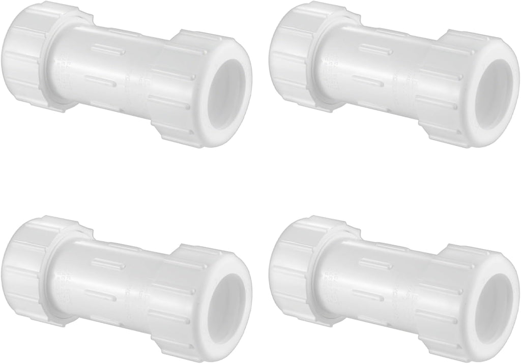 LESSO 3/4 Inch PVC Compression Coupling, White 4 Pack