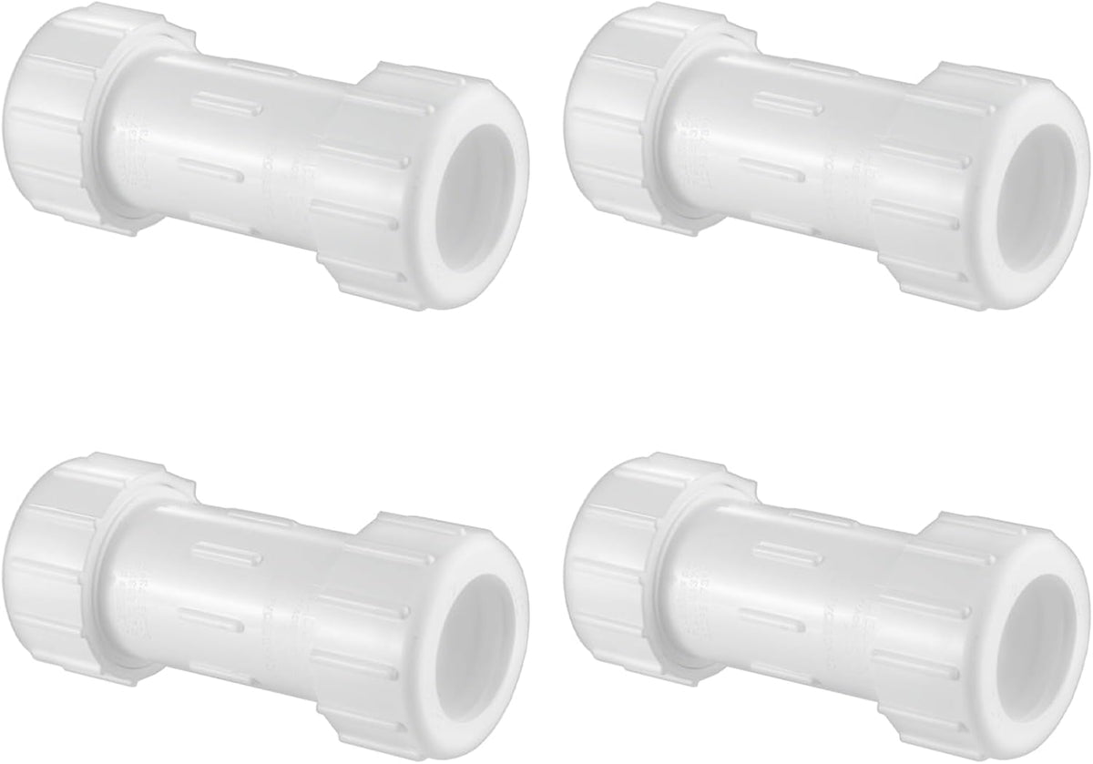 LESSO 3/4 Inch PVC Compression Coupling, White 4 Pack
