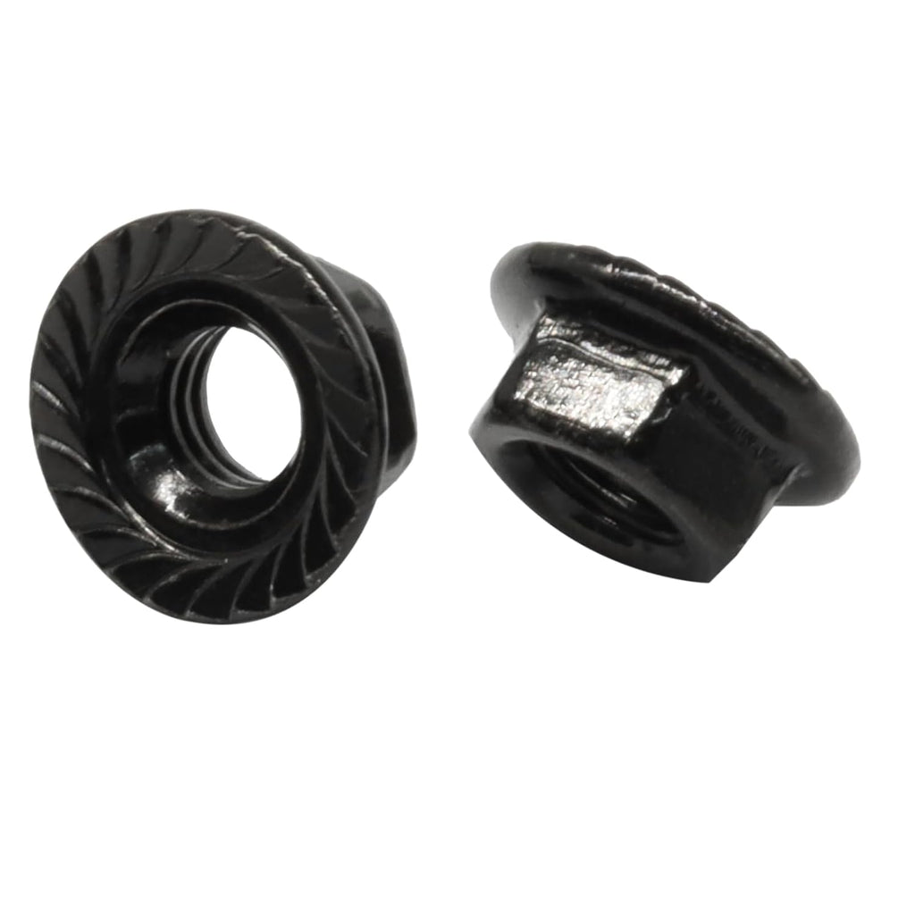 M5/0.8mm Serrated Flange Hex Nuts, Black, 50Pcs