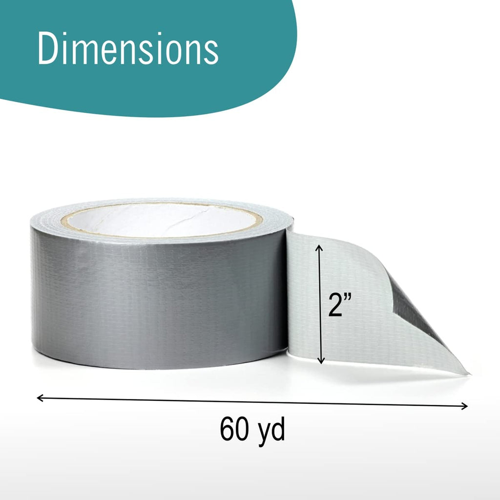 Duct Tape, Heavy Duty Silver Duct Tape, Strong Adhesive, Waterproof 2 inch x 60 Yard, 6 Rolls Bulk