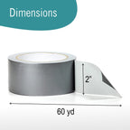 Duct Tape, Heavy Duty Silver Duct Tape, Strong Adhesive, Waterproof 2 inch x 60 Yard, 6 Rolls Bulk