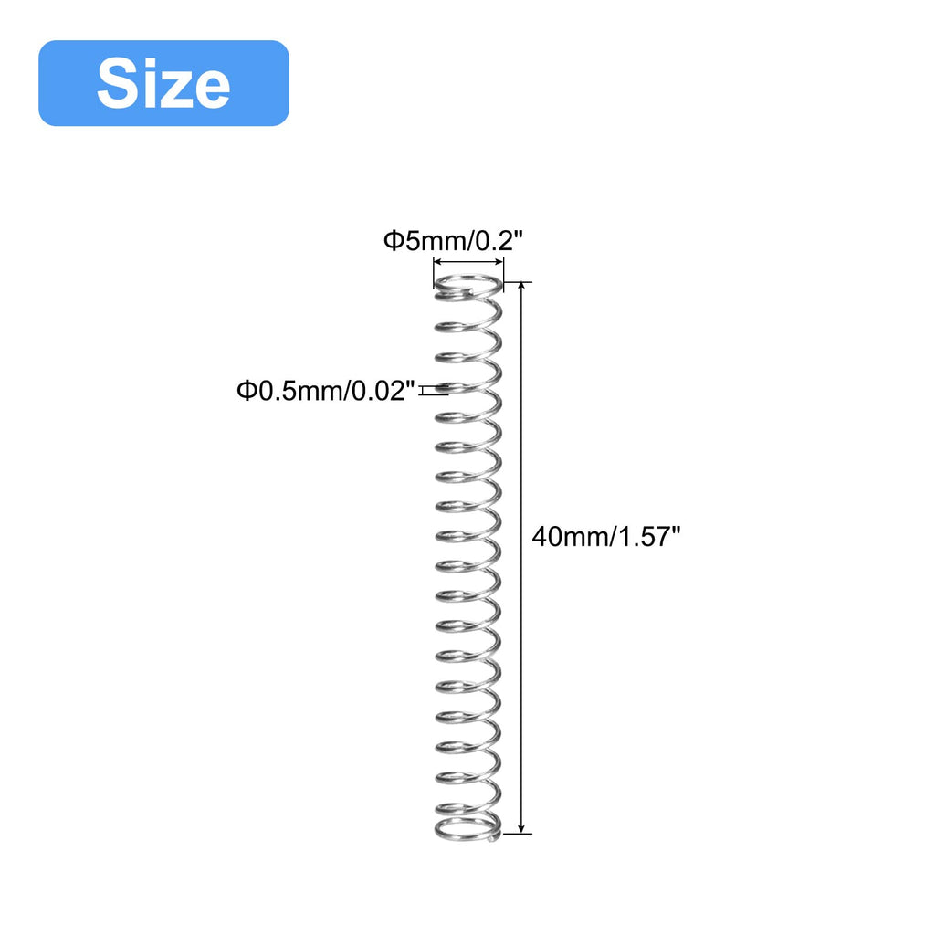 5Pcs Compression Spring 304 Stainless Steel 5mmOD,0.5mmWD,40mmFL