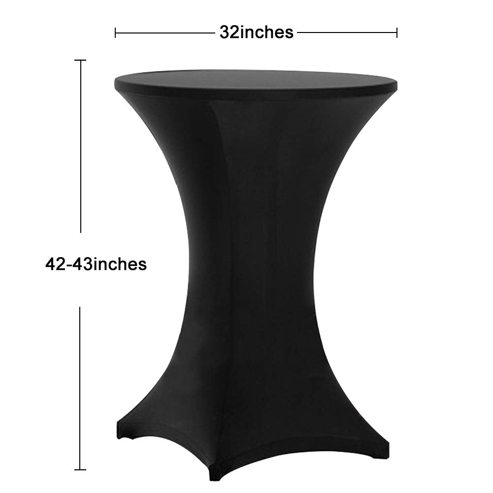 Cocktail Table Covers Black, High Top Table Cloths 2 Pack 32x43 Inch