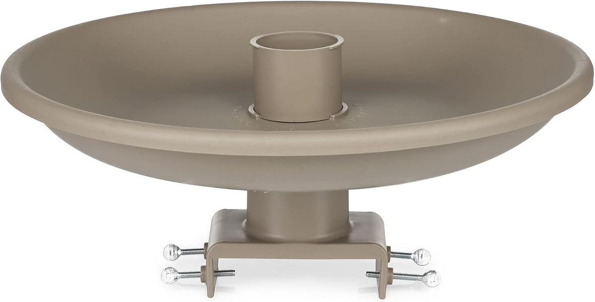 Heated Outdoor Plastic Birdbath, 150 Watts, Deck Mount, Tan