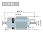 775/795/895 DC Motor 12V/24V 3000-12000RPM High-Speed Large Torque Gearbox Motor(895,3000,24V)