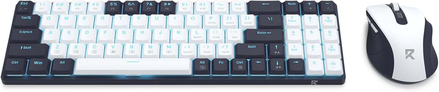 BS8773 Wireless Keyboard and Mouse Combo, 78 Keys 2.4Ghz Wireless Low-Profile Mechanical Red Switch Keyboard w/Slim