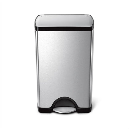 38 Liter / 10 Gallon Rectangular Kitchen Step Trash Can, Brushed Stainless Steel