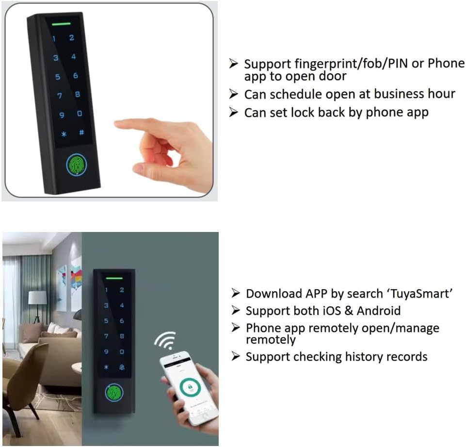 WiFi Remote Add Delete User Biometric Fingerprint RFID Password Access Controller +North American Heavy Duty Strike