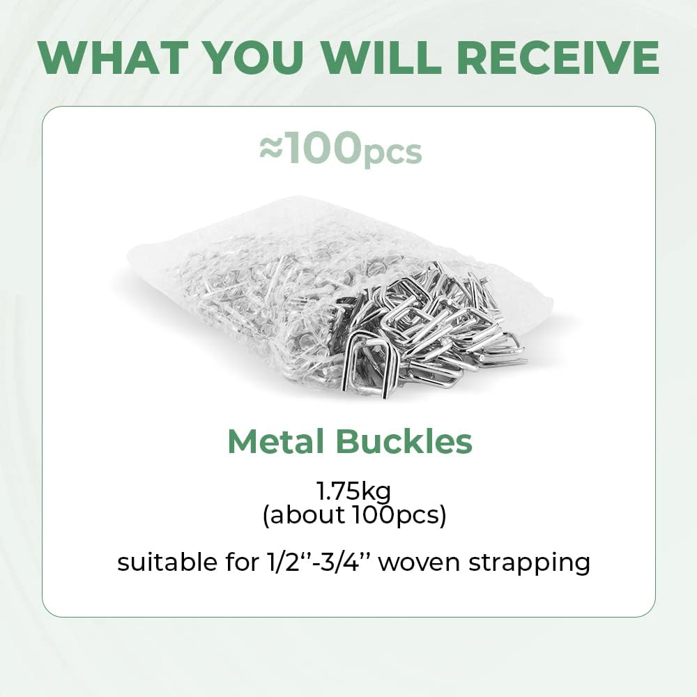3/4" Heavy Duty Metal Wire Buckle for Woven Cord Strapping 100 Pack