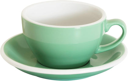 Cappuccino Cup with Saucer, 8 oz Ceramic Coffee cup with Round Bottom for Cappuccino, Latte, Tea, Espresso