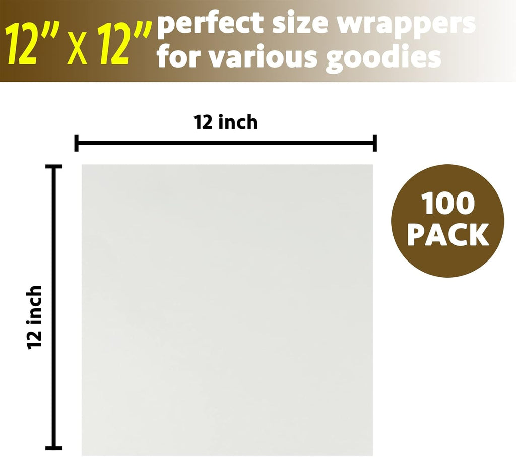 Deli Paper Sheets 12" X 12" 100PK, Grease Proof Sandwich Wrapping Paper (White)