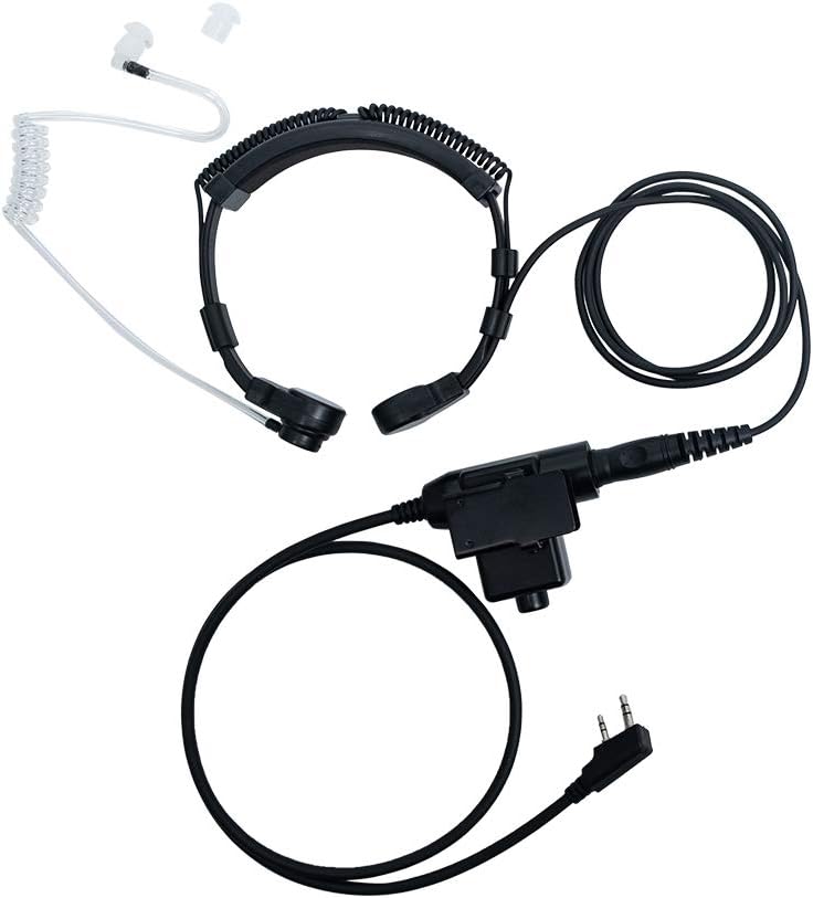 Tactical Throat Mic Headset Earpiece with U94 Tactical PTT Compatible for Baofeng UV-5R BF-888S BF-F8HP BF-F9 UV-82