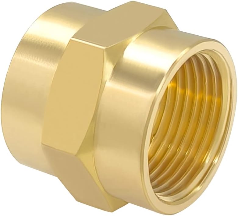 Hooshing 2PCS Brass Coupling Pipe Fitting, 3/4" x 3/4" NPT Female Coupler