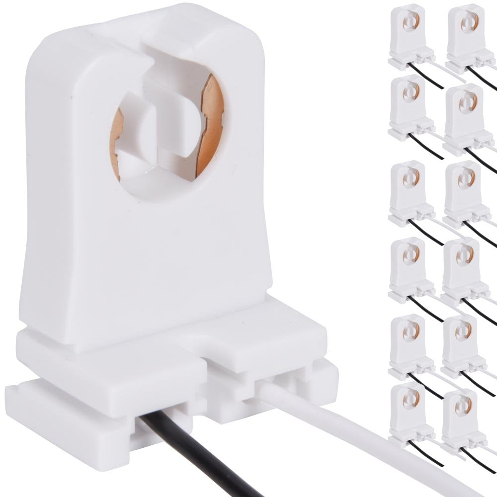 12-Pack JACKYLED Non-Shunted Turn-Type T8 Lamp Holder UL Socket Tombstone