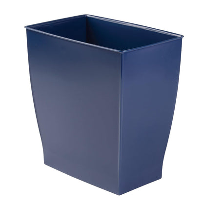 Small Plastic Bathroom Trash Can, Navy Blue | Slim Rectangle