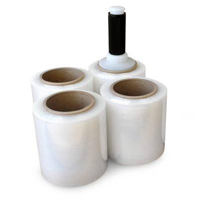 5" x 1000' Stretch Wrap Mini Rolls, 80 Ga (4-Pack) - USA-Made