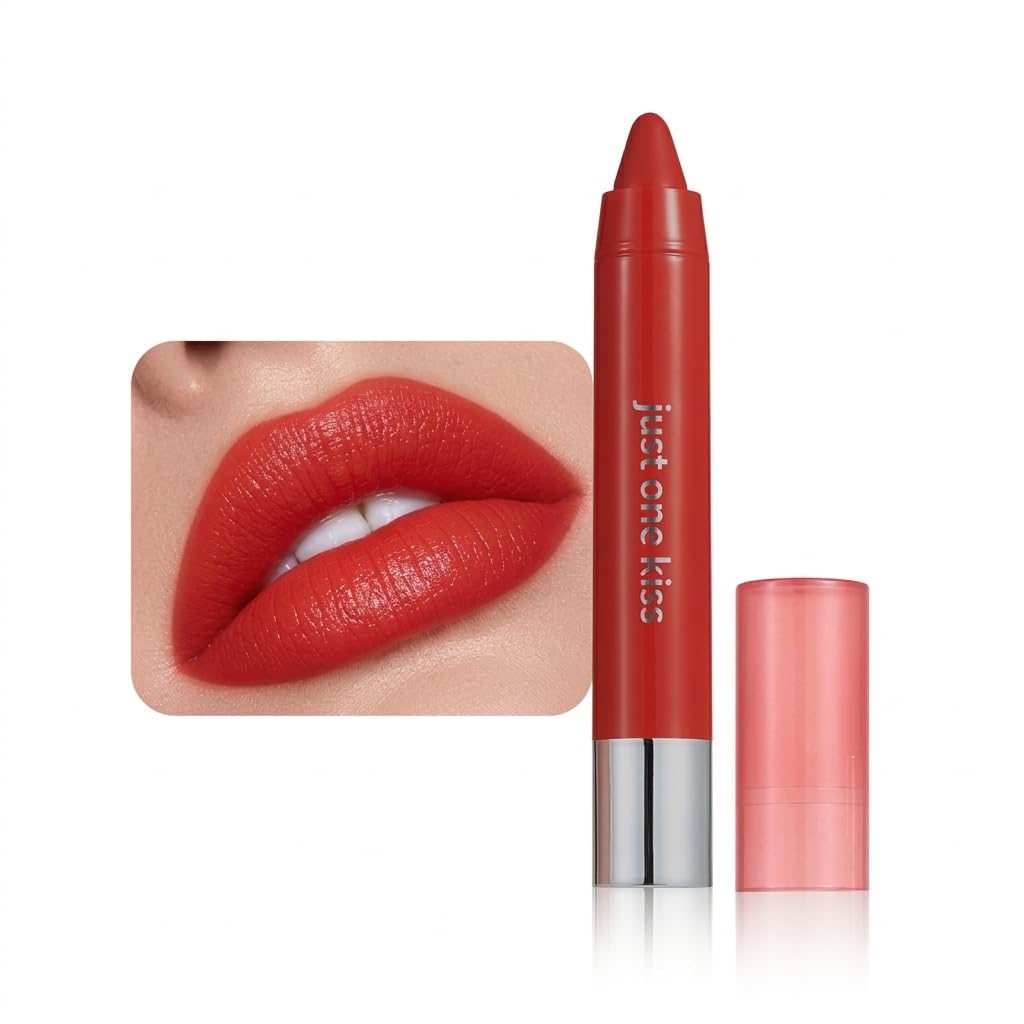 Bright Ruby Red Hydrating Cream Lipstick Lip Crayon for Women, Natural Moisturizing Lipstick Smooth Apply