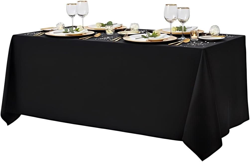 90x132 Inch Black Tablecloth for 6-8 Foot Rectangle Tables