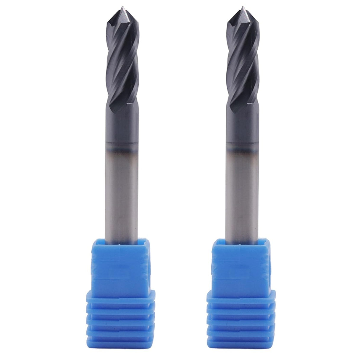 2Pcs 1/4" 4 Flute 90 Degree Solid Carbide Drill Mill - AlTiN Coated